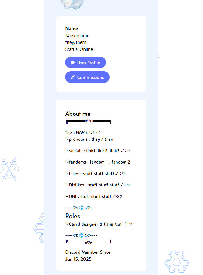 Discord profile Design- Page 2