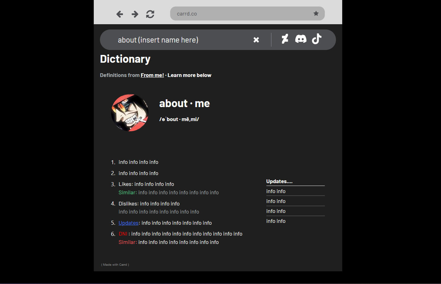Google inspired Definition Design- Main page