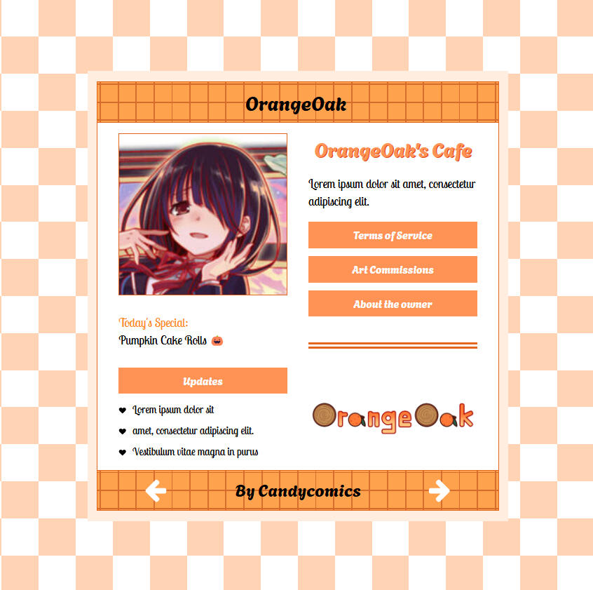 Orange Menu Design- Main Page