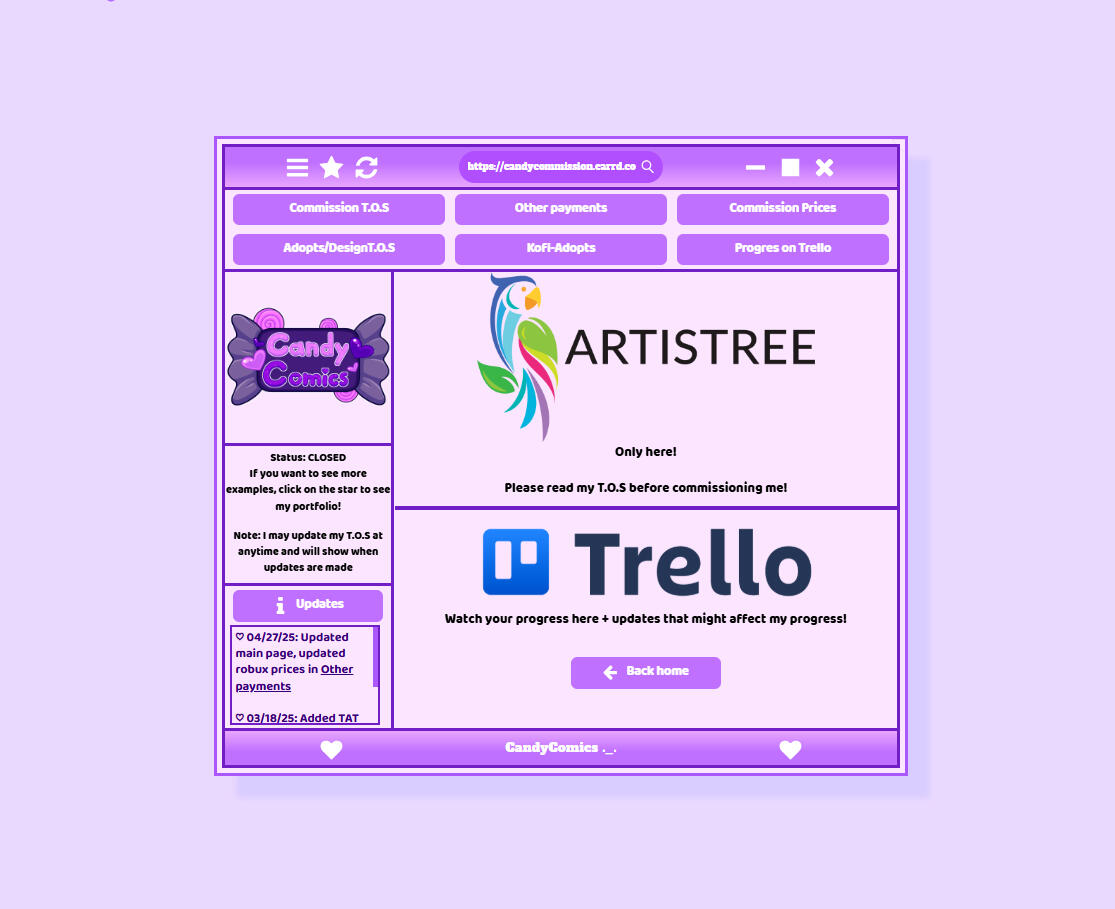 My Carrd Design- Commission page