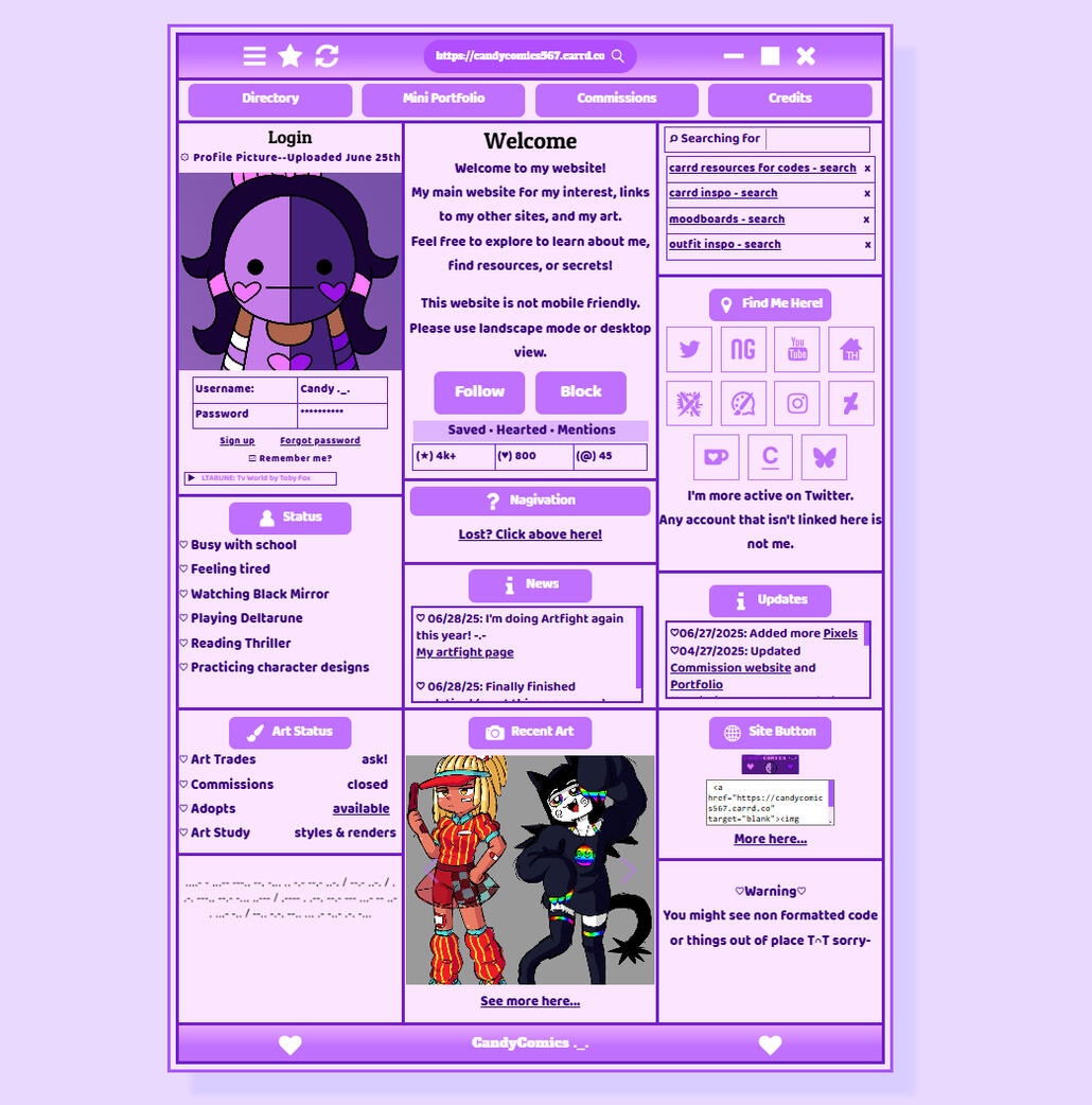 My Carrd Design- Main page
